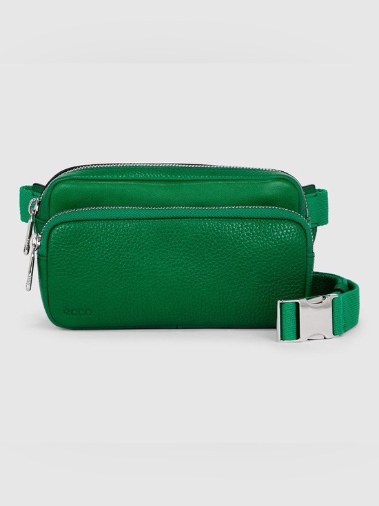 Ecco Handbags - Ecco Green Leather Waist Belt Bag with Silver Hardware